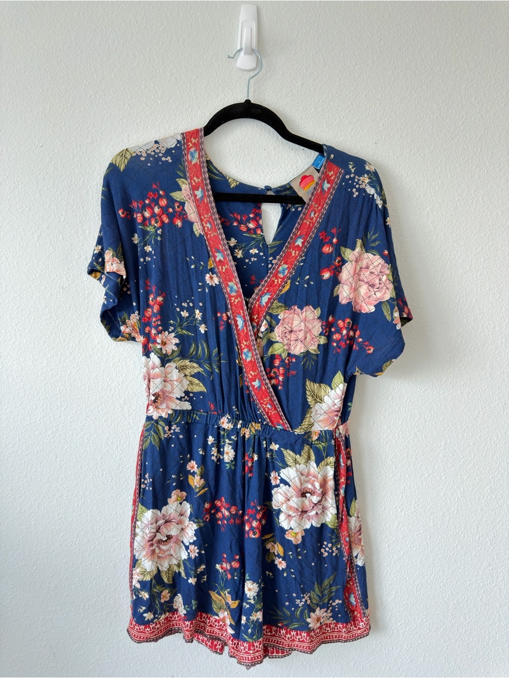 FARM Rio Navy Floral Romper with Pink & Cream Blooms - Picture 2 of 4